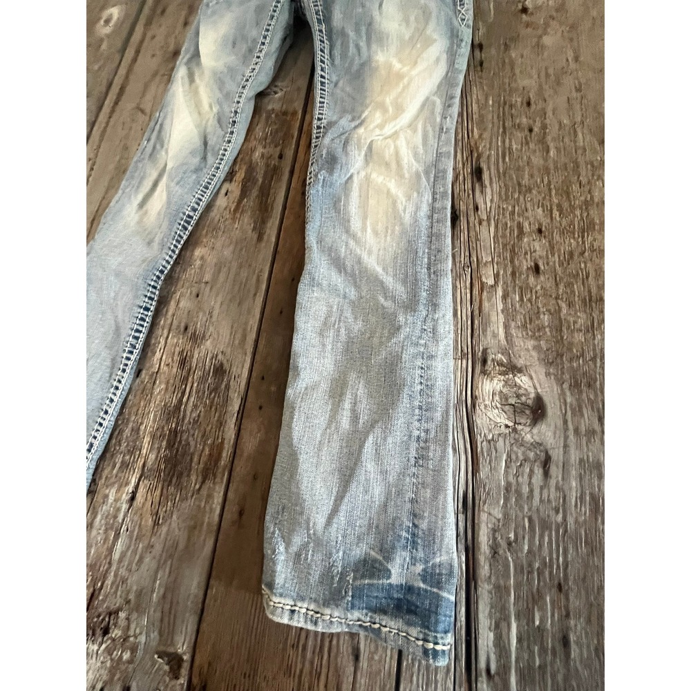 Rock Revival Bootcut Jeans Light Wash Distressed Embellished Studded Size 28 - Picture 4 of 14